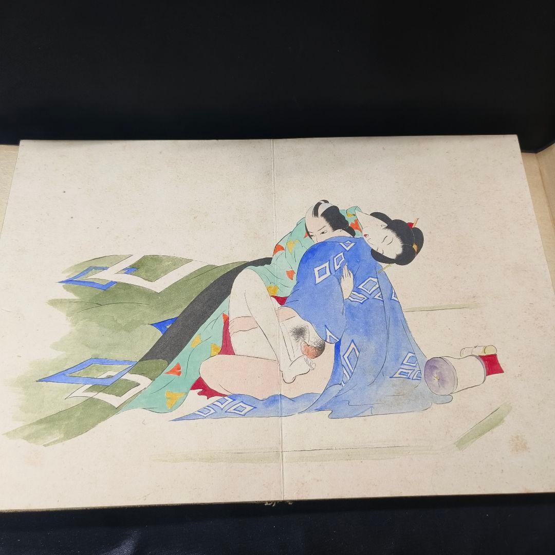 日本絵画 肉筆春画 天理教 御教祖傅 謹演 全14枚 古美術品 桐箱付 和骨董