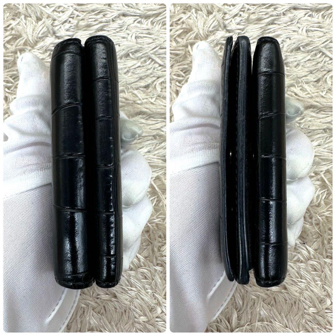【美品】バレンシアガ 三つ折財布 ブラック クロコ エブリイデイ ユニセックス