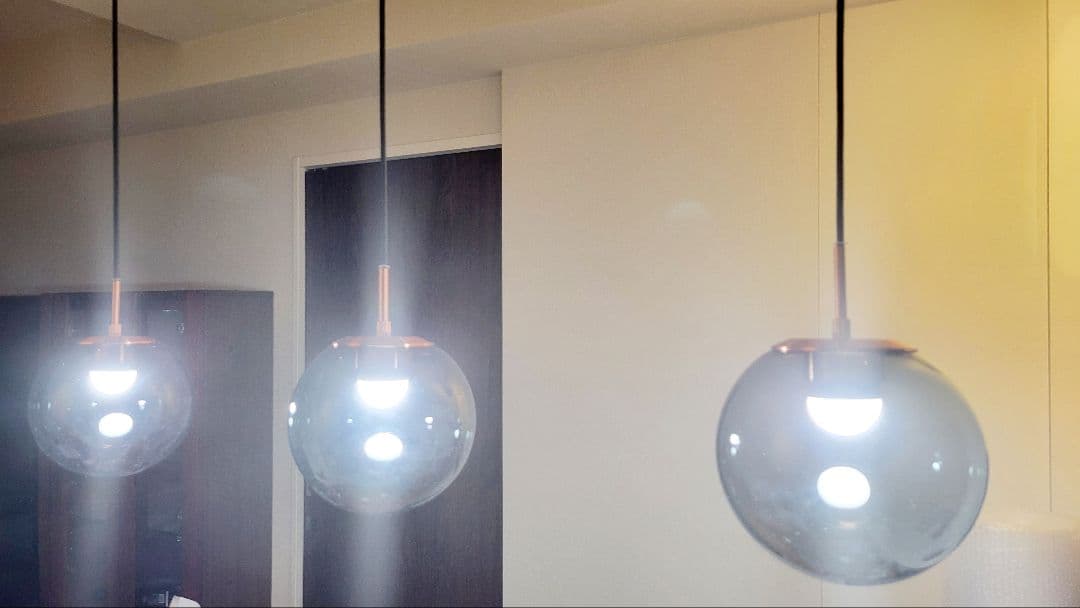 ラン　スモークガラス ペンダントライト 3灯セット