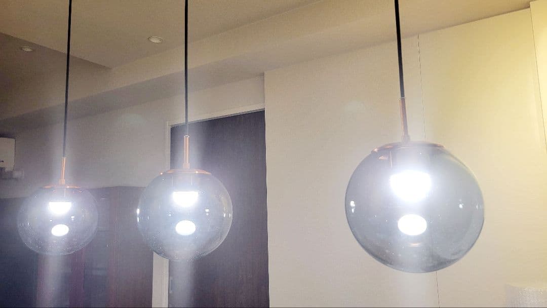 ラン　スモークガラス ペンダントライト 3灯セット