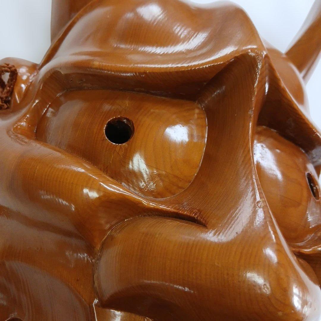 ユズコ木彫り 美しい般若面 能面　壁掛け　魔除け