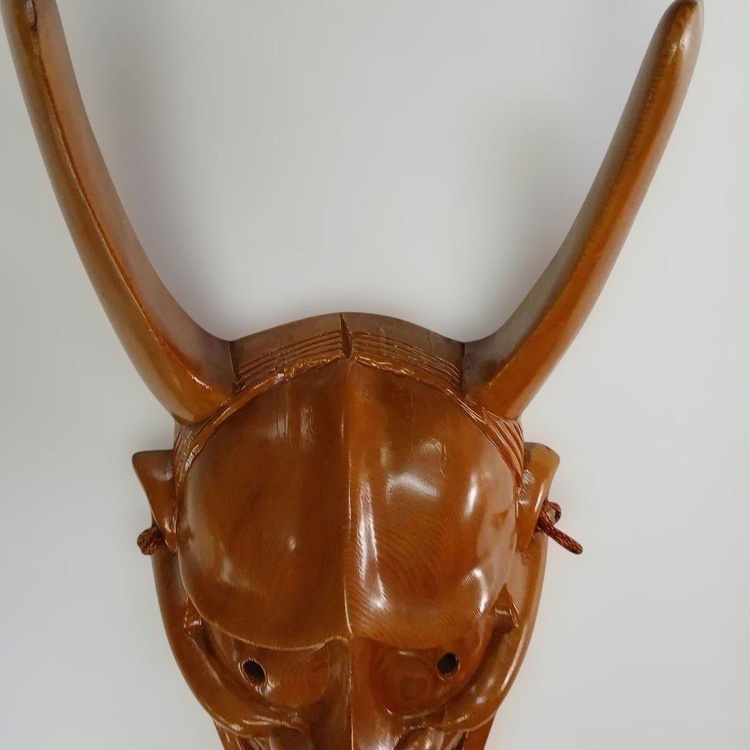 ユズコ木彫り 美しい般若面 能面　壁掛け　魔除け