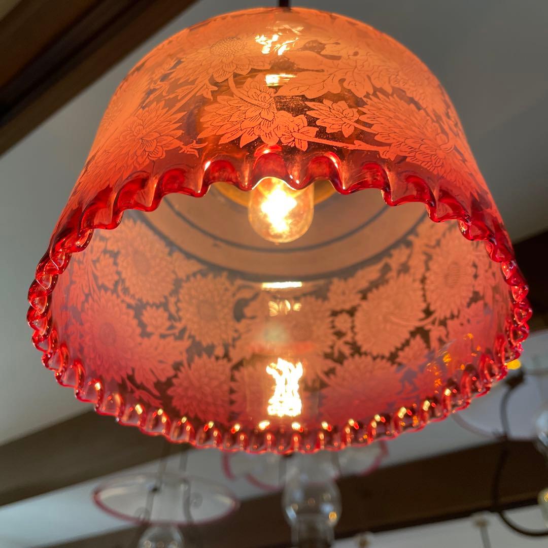 電笠　電傘　照明　ヨーロッパ(英国)　※アンティーク・レトロなガラス 照明