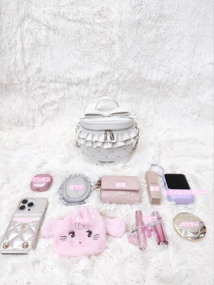 ミシェルマカロン　ハニーミュウ　ビッグリボンバニティショルダー　ホワイト