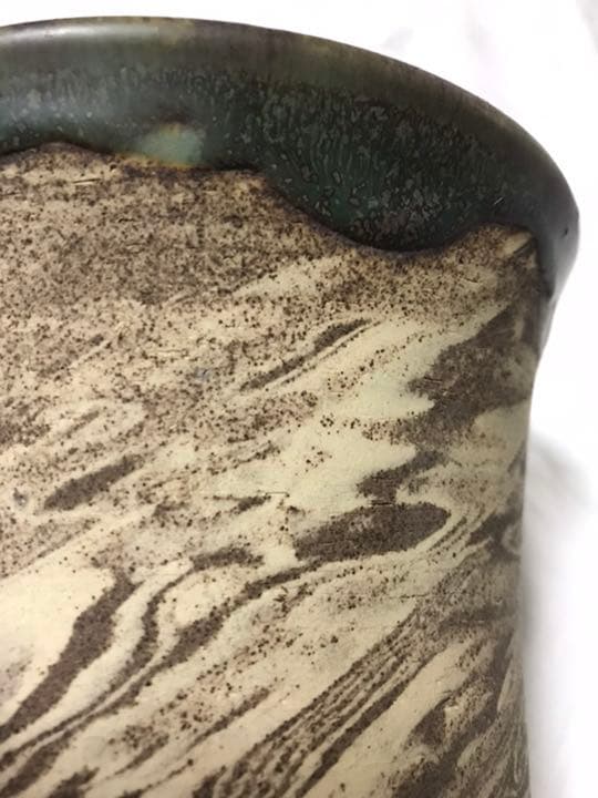盆栽鉢　時代超希少練り込み模様常滑名工正山お洒落な盆栽鉢植木鉢超モダン観葉植物