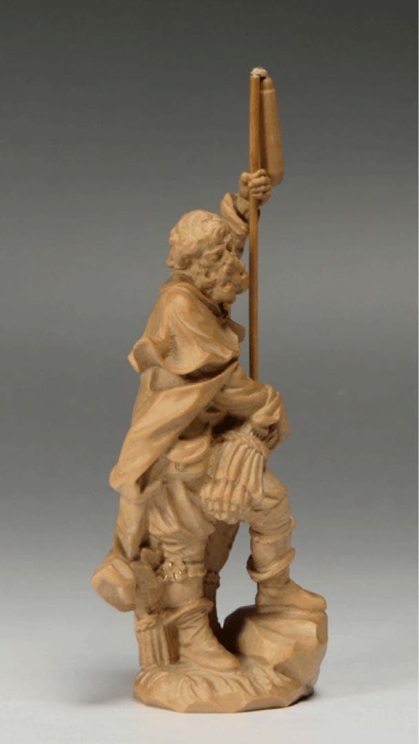 【木彫・聖イシドロ像　ガラスドーム入り 】キリスト教美術　聖人像