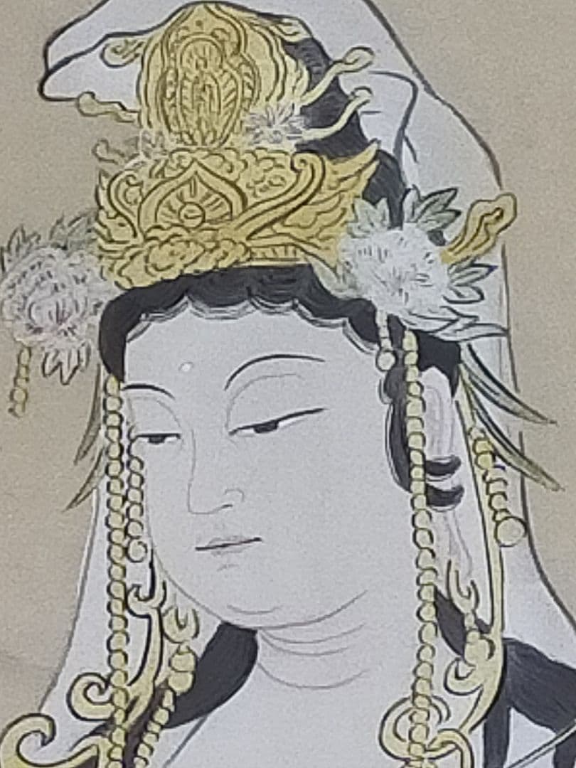 ♥購入価格１７万５千円　掛軸　森島 三謙　白衣観音　観音像　観音様　仏像　掛け軸