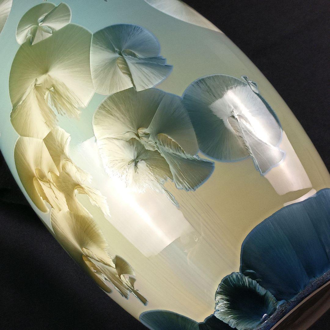 Y2596 中国美術 漢聲窯 林三江 結晶釉 神秘彩 壷 唐木台 箱