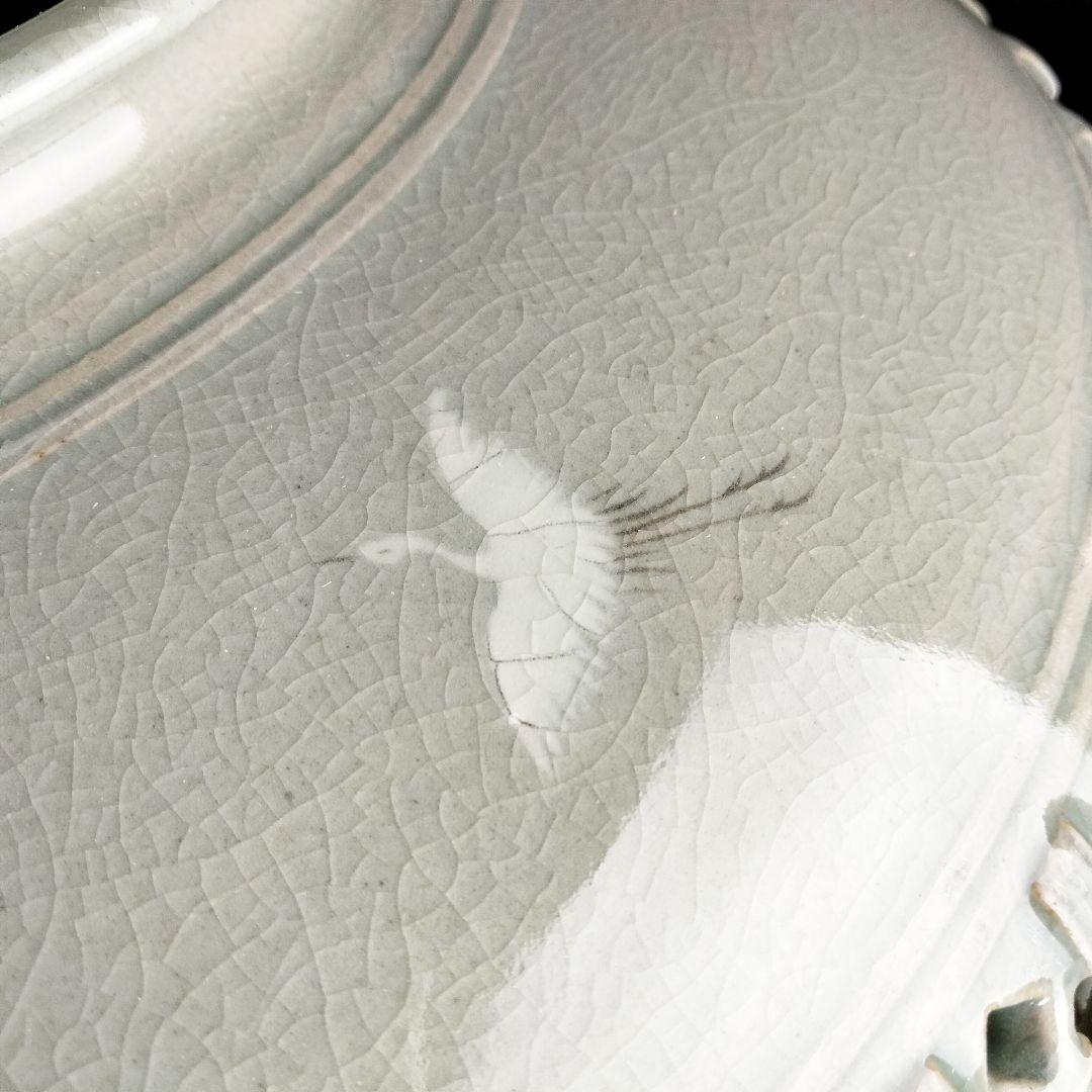 Y913 個展図録品 韓国人間文化財 青坡窯 李段九 高麗青磁二重透彫丸壷