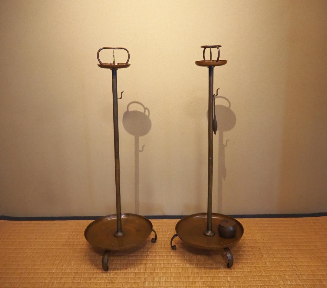 金屋五良三郎造『燭台一対』（共箱）＊おまけ付き…和蝋燭２本(未使用)