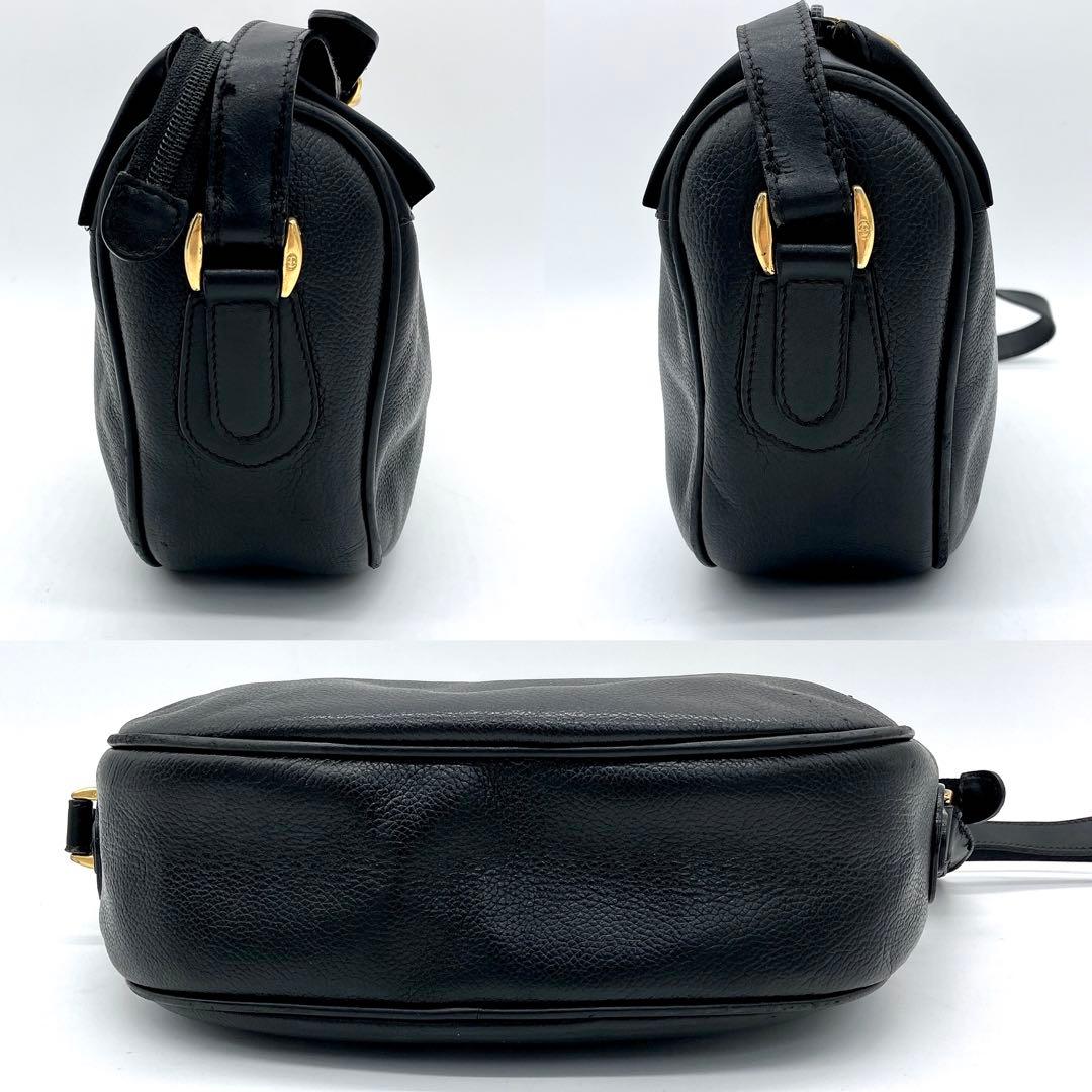 【GUCCI】ショルダーバッグ　インターロッキング　レザー　ブラック