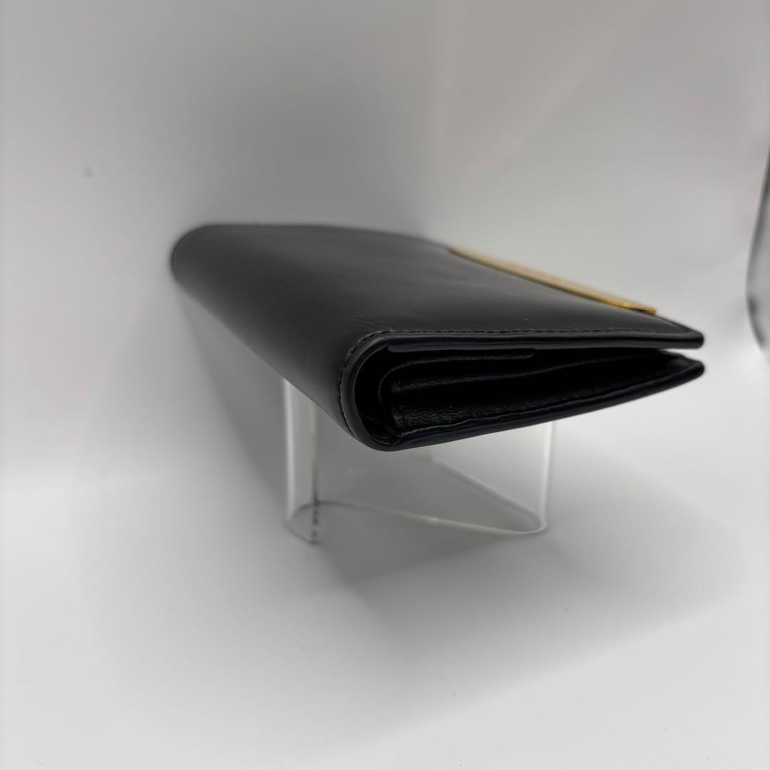 MARNI 二つ折り財布　ブラック　ゴールド　光沢　コンパクト　ウォレット　財布