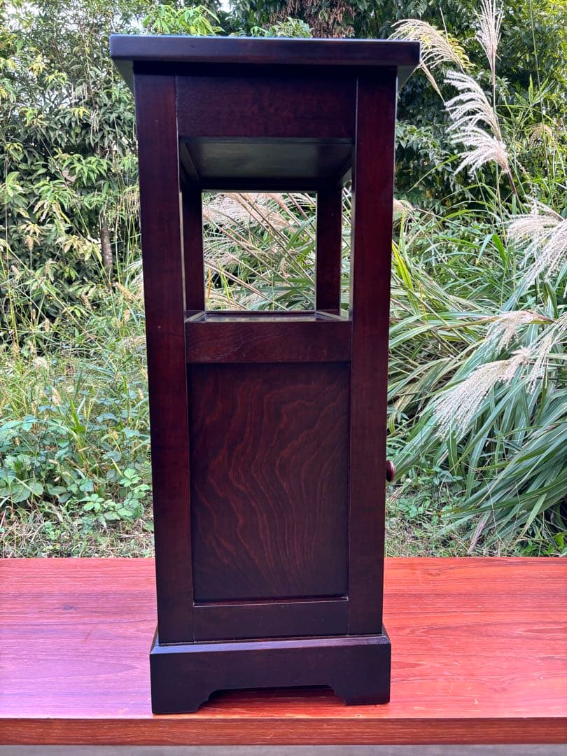 北海道民芸家具 カバ無垢材 電話台 サイドテーブル 飾り台 花台