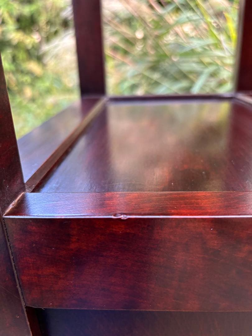 北海道民芸家具 カバ無垢材 電話台 サイドテーブル 飾り台 花台