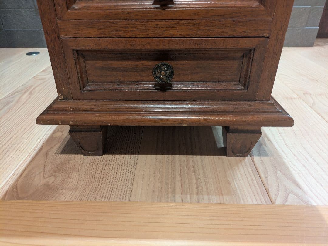 アンティーク ローチェスト 天然木 大理石トップ 3段チェスト サイドテーブル