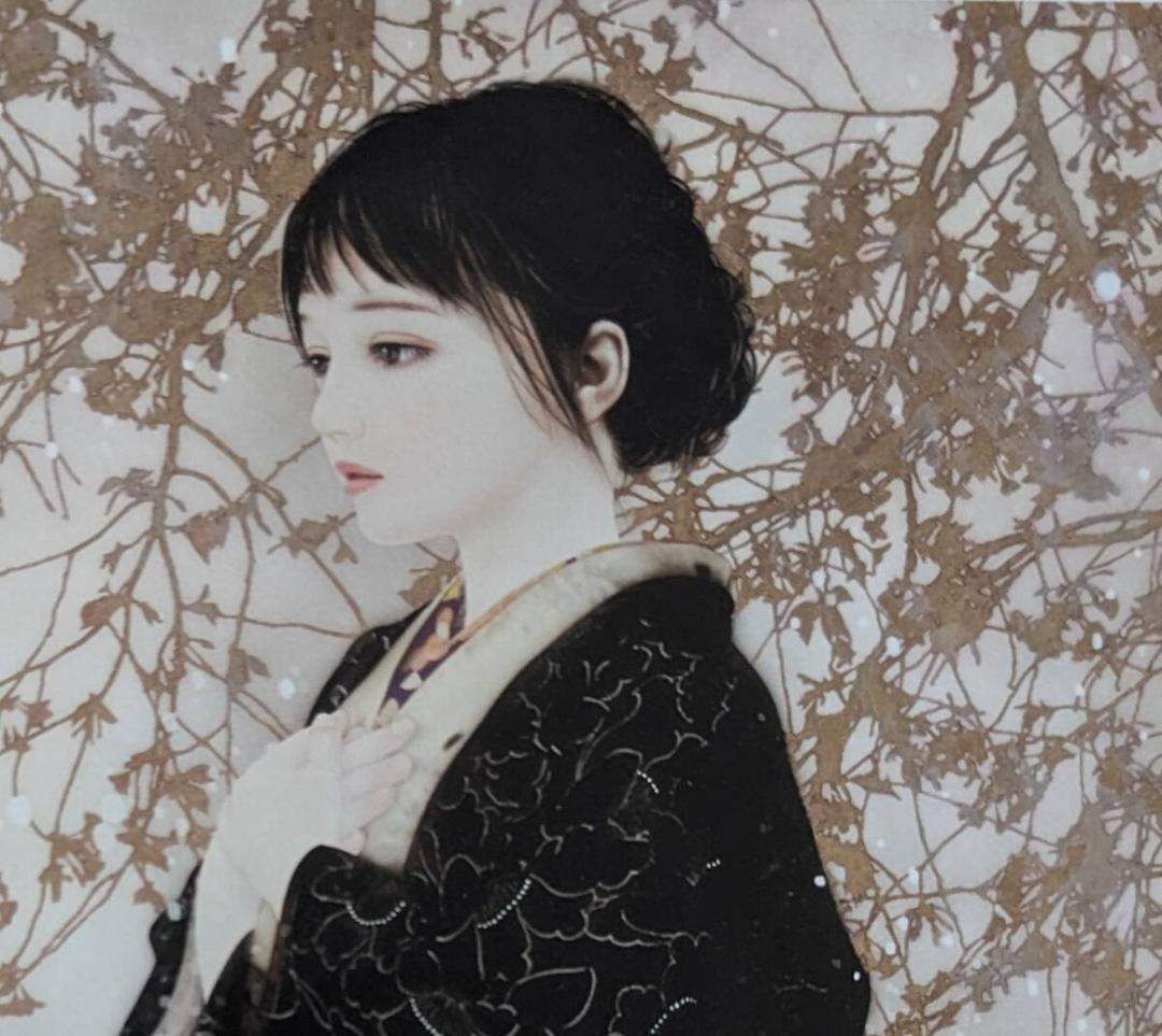 横田美晴　「まだら雪」、厳選、希少画集・額装画、人気作品