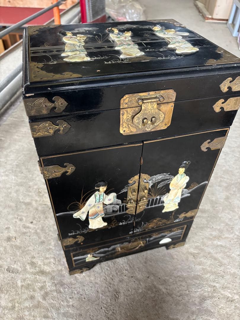 韓国 中国 唐木 螺鈿 象嵌 漆 ジュエリーボックス　小物箪笥