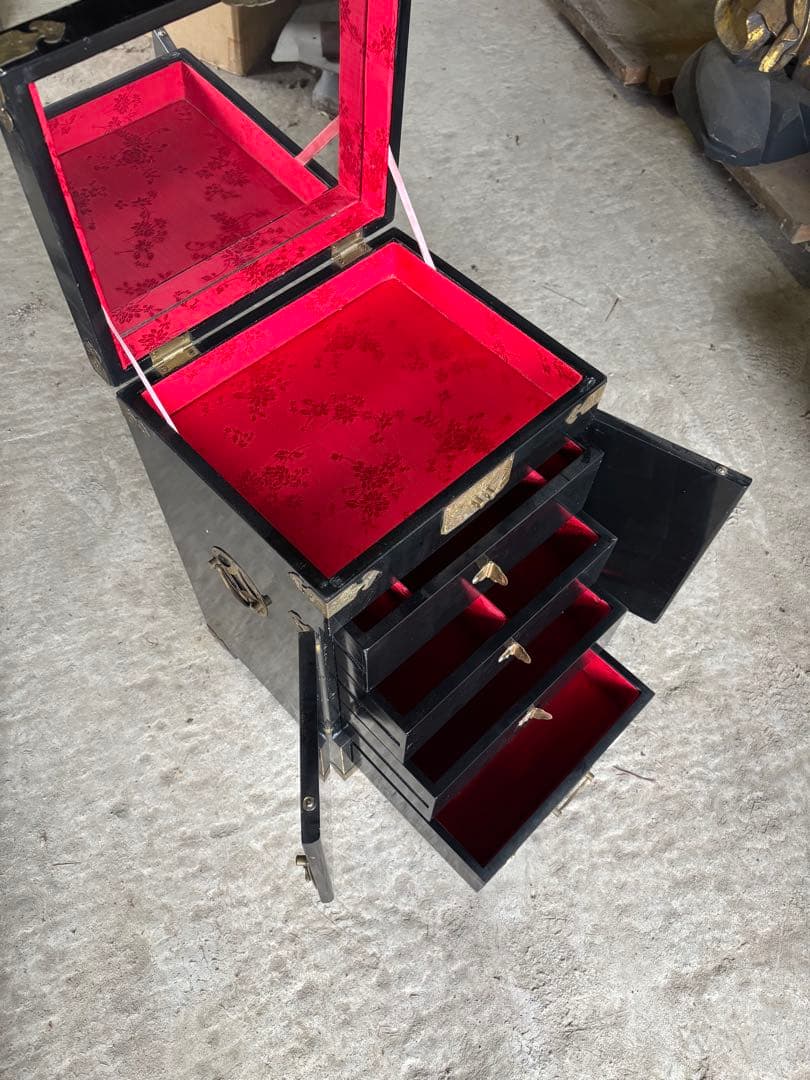 韓国 中国 唐木 螺鈿 象嵌 漆 ジュエリーボックス　小物箪笥