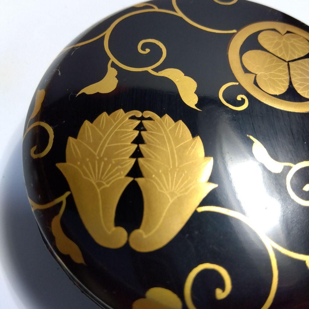 京都　蒔絵　香合　共箱　漆器　天然木　内金泊　合わせ銀輪造り