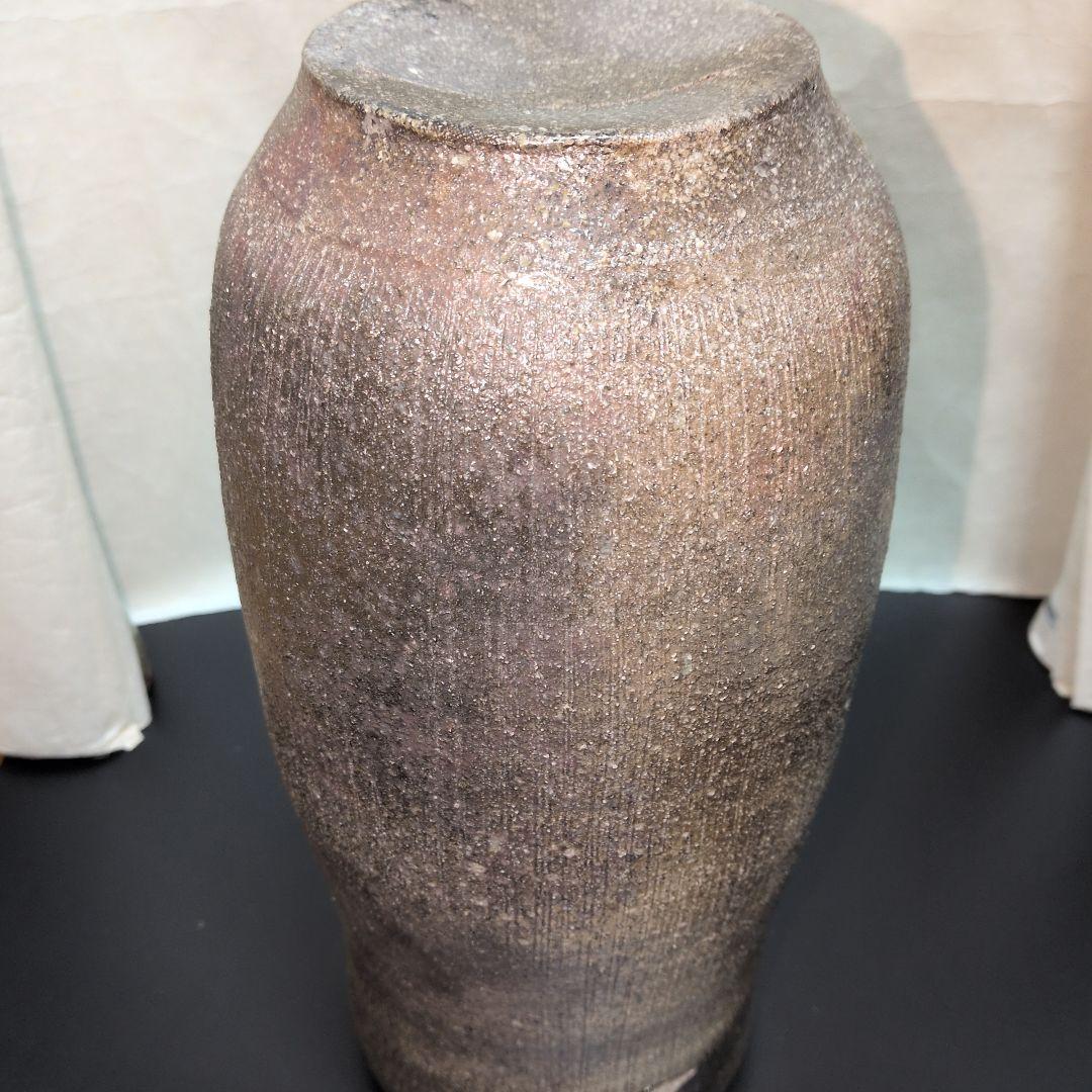 【灰釉　窯変長壺】みきお