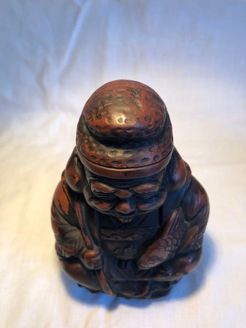 備前焼の恵比寿像　高さ18.3cm