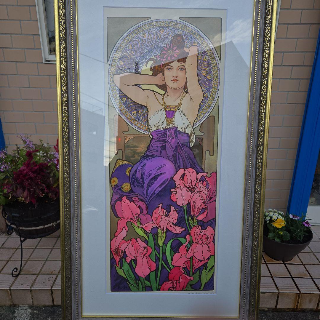 アルフォンス・ミュシャ 版画 女性と花