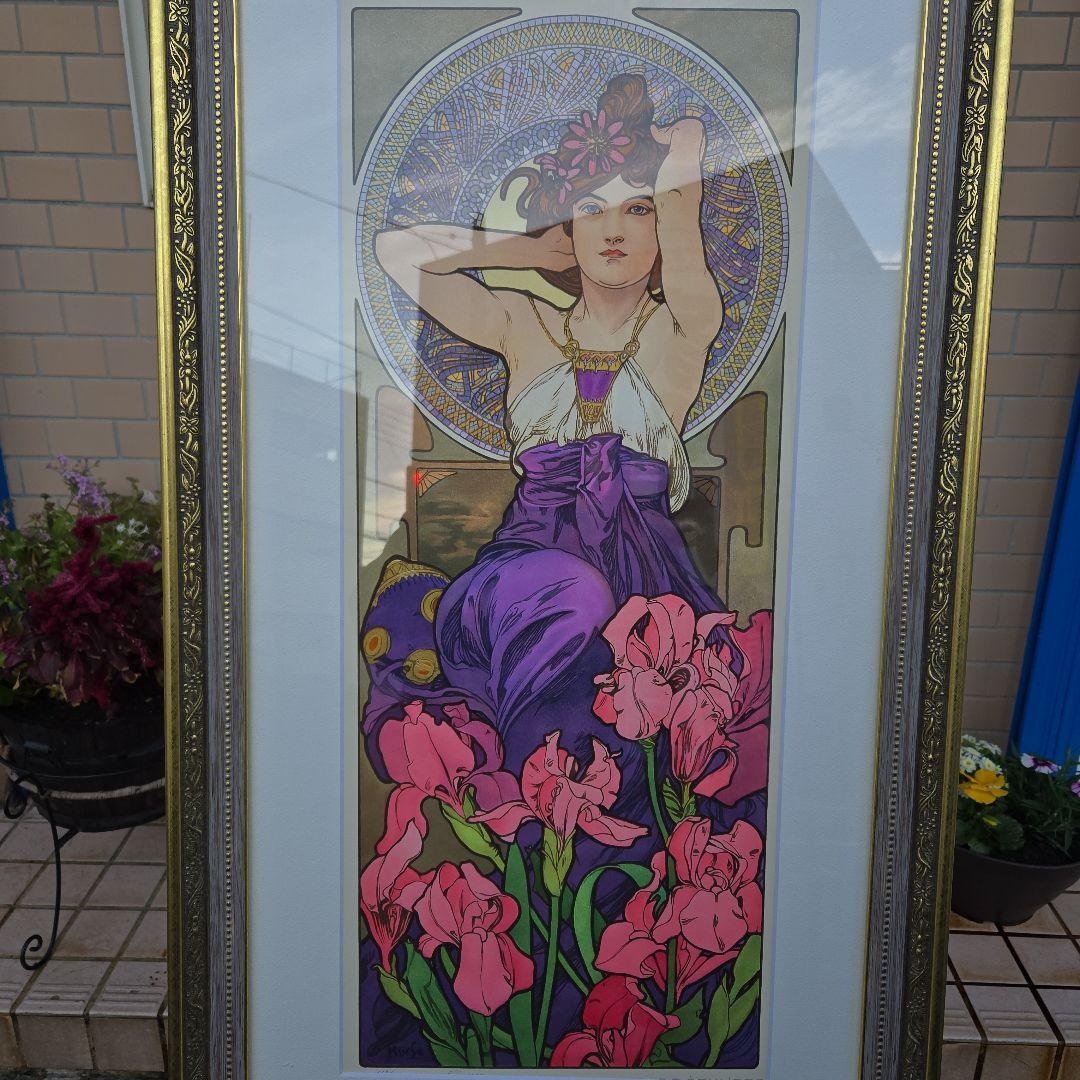 アルフォンス・ミュシャ 版画 女性と花