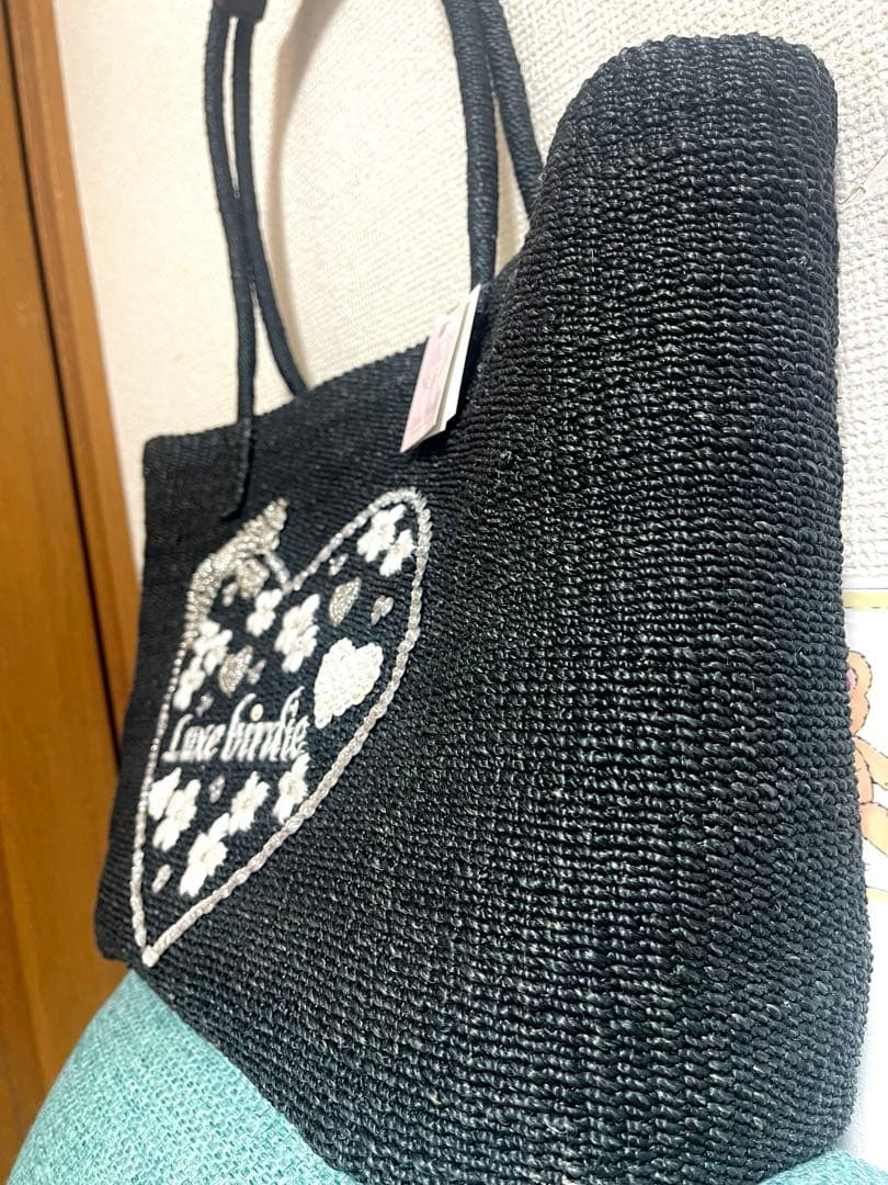 【新品タグ付】luxebirdieリュクスバーディキャリーバッグナチュール黒刺繍
