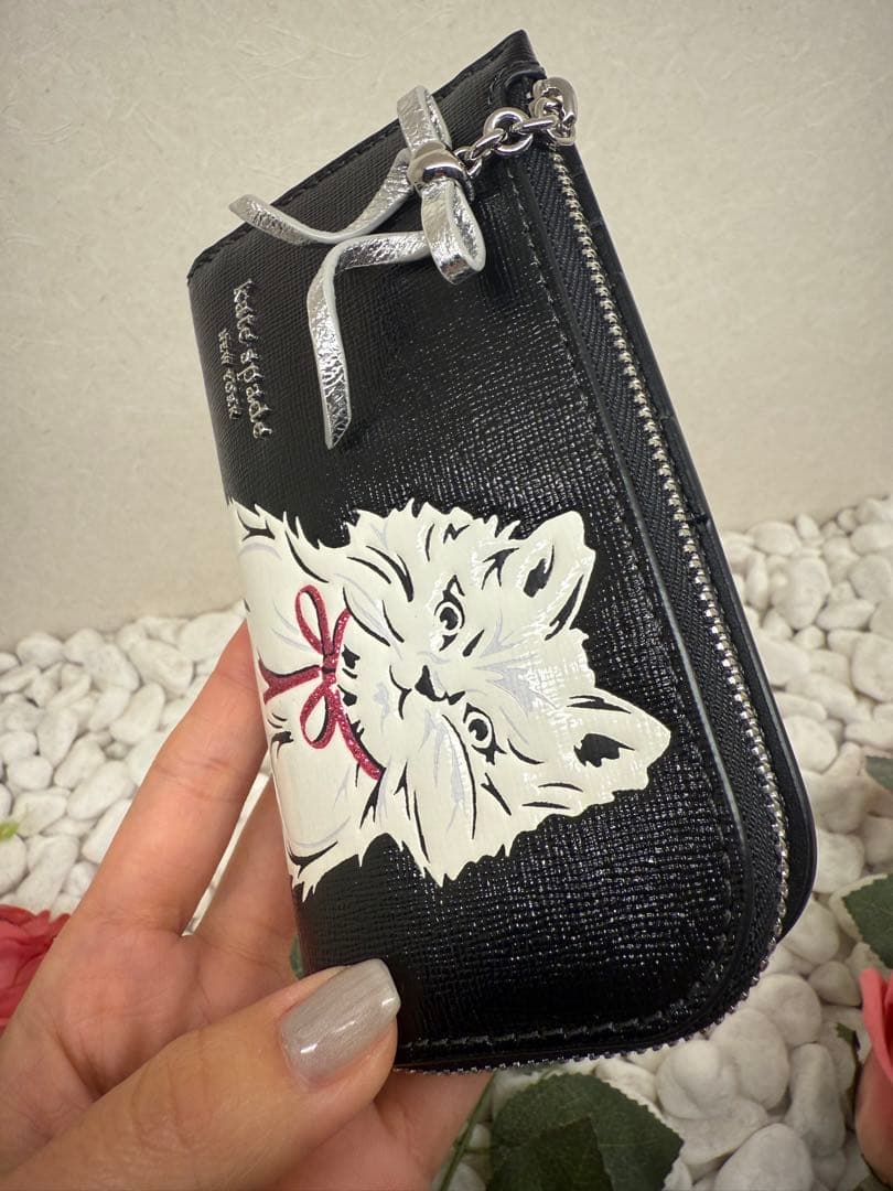 kate spade 猫イラスト 二つ折り財布