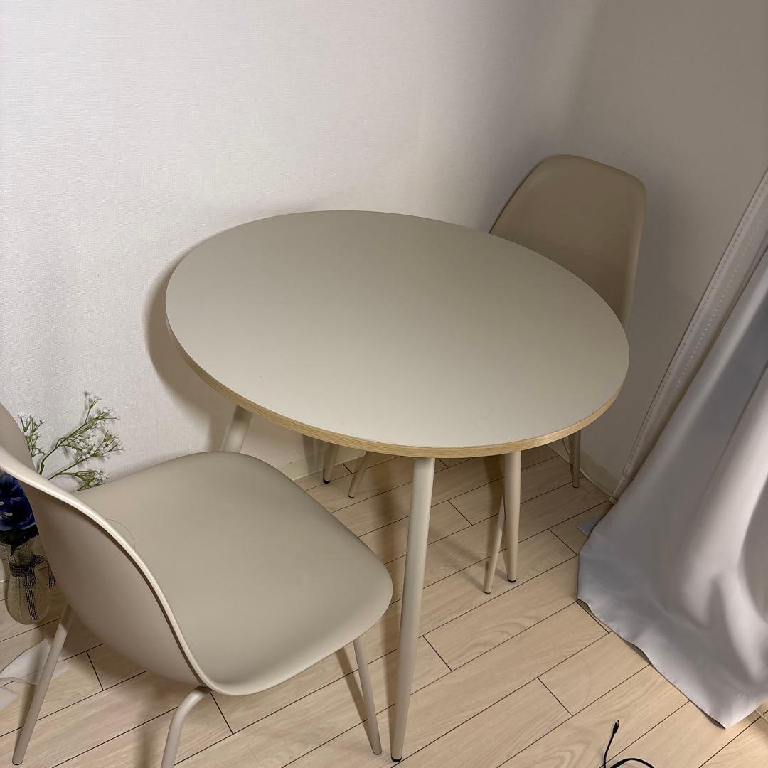 ダイニングテーブル＆チェア2脚セット｜丸テーブル 75cm｜北欧風｜メラミン天板