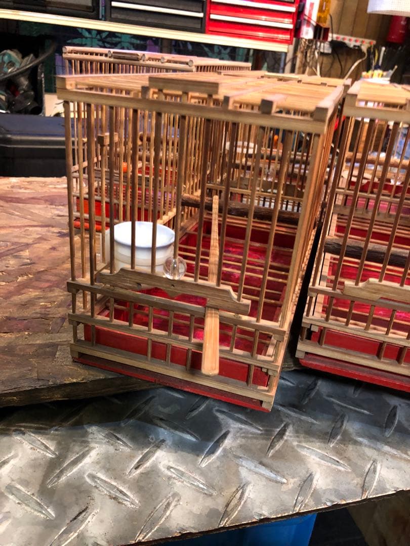 昭和レトロ 竹製 鳥籠 メジロ籠6個　寝かせ箱セット