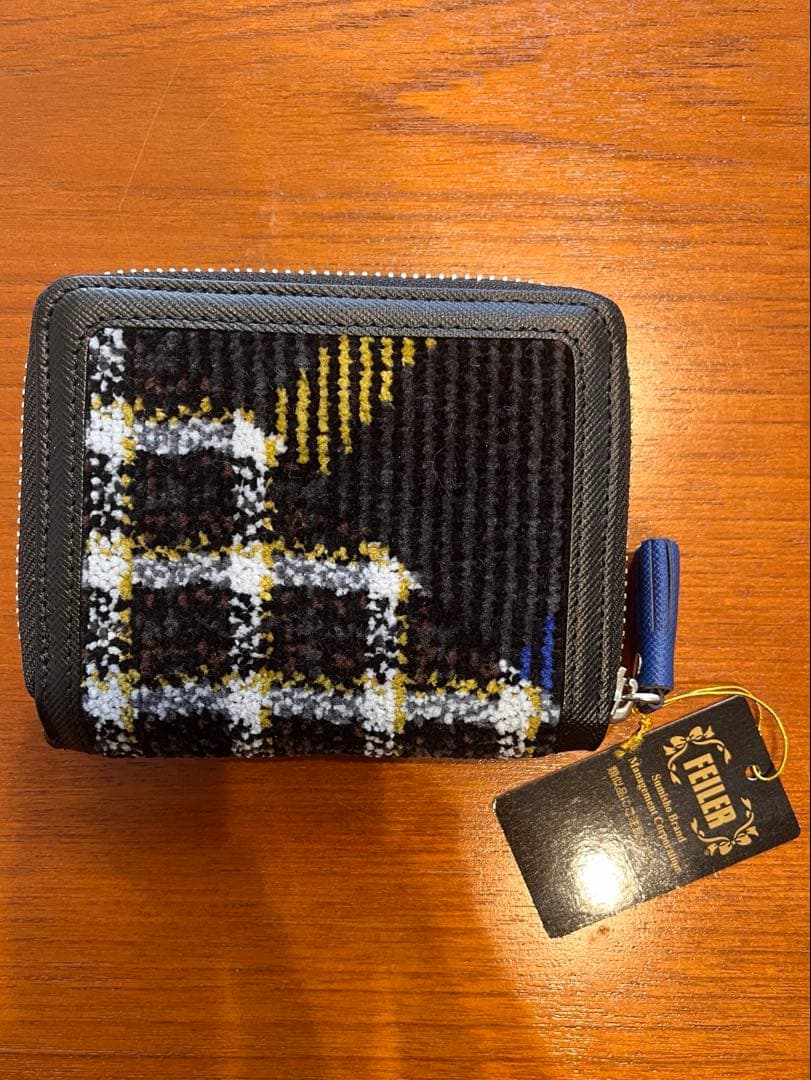 【新品未使用】フェイラー feiler ドット・チェック柄 二つ折財 タグ付