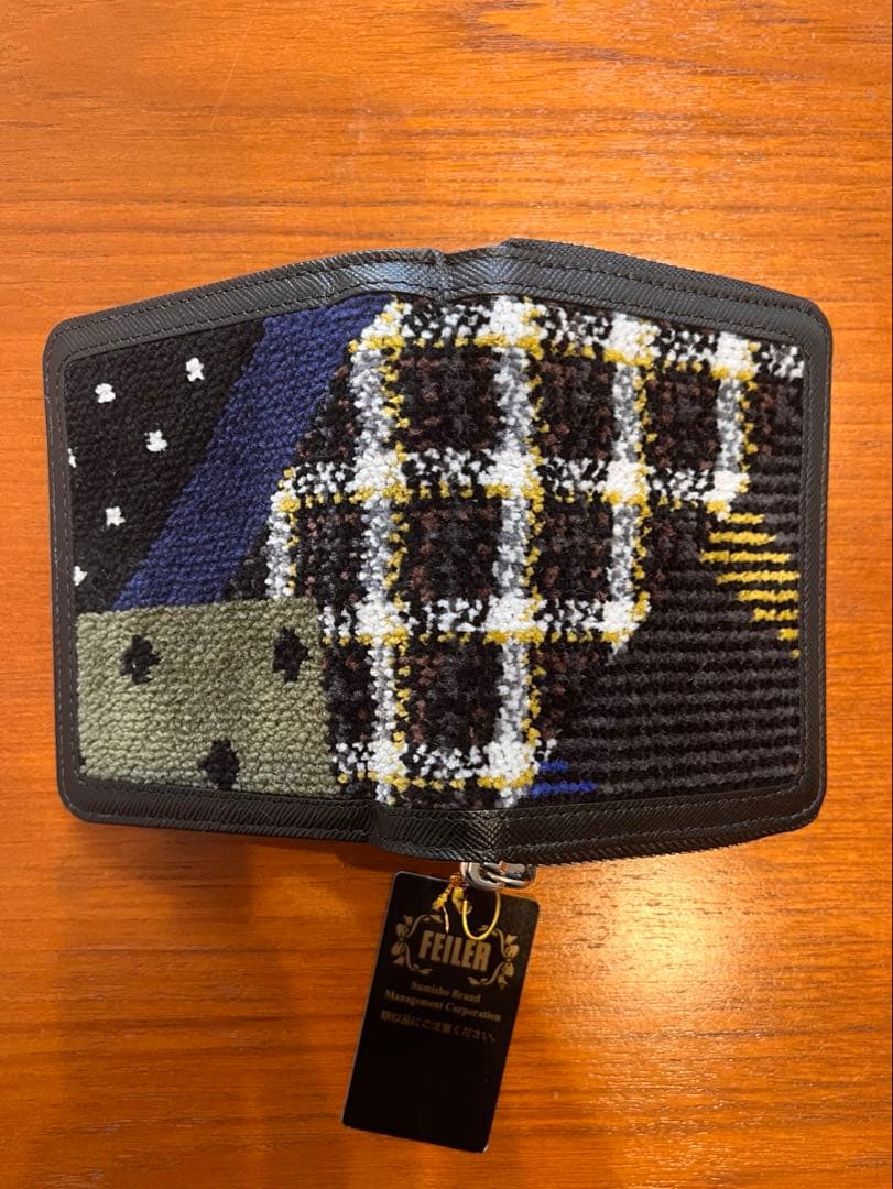 【新品未使用】フェイラー feiler ドット・チェック柄 二つ折財 タグ付