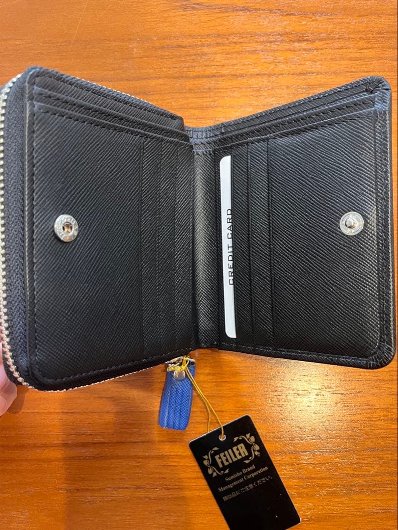 【新品未使用】フェイラー feiler ドット・チェック柄 二つ折財 タグ付