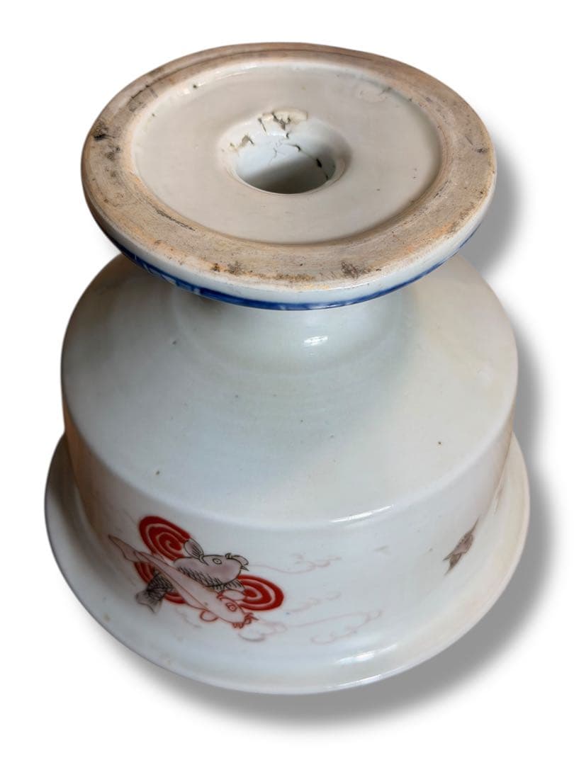 #古伊万里 盃洗 明治期 色絵 鯉文 高杯