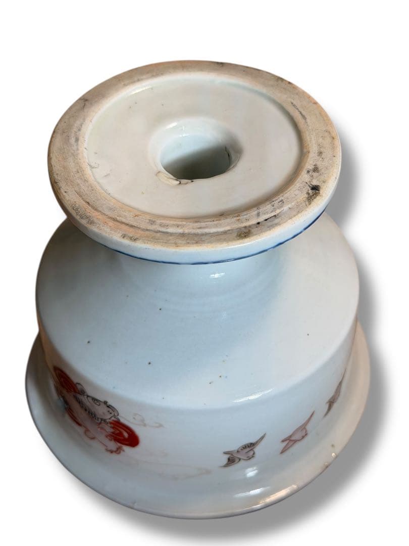 #古伊万里 盃洗 明治期 色絵 鯉文 高杯