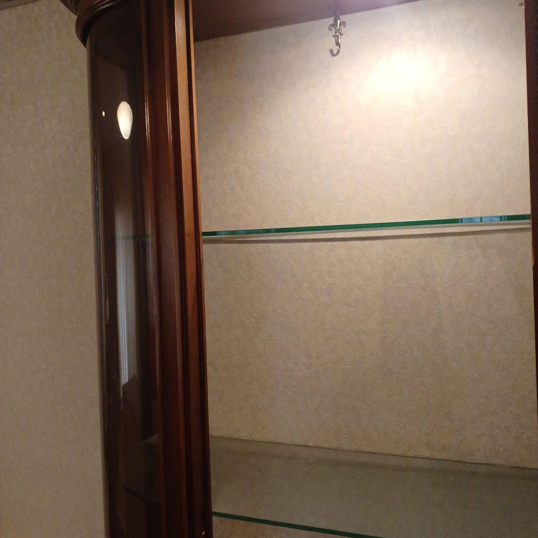 木製ガラスキャビネット 3段 内蔵ライト付き