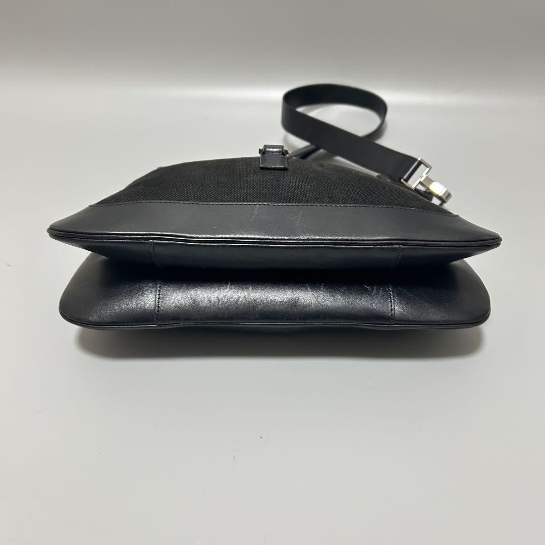 GUCCI グッチ ジャッキー レザー キャンバス ショルダーバッグ ブラック