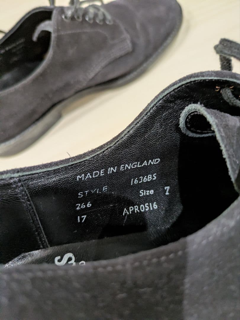 SANDERS 黒 スエード ドレスシューズ