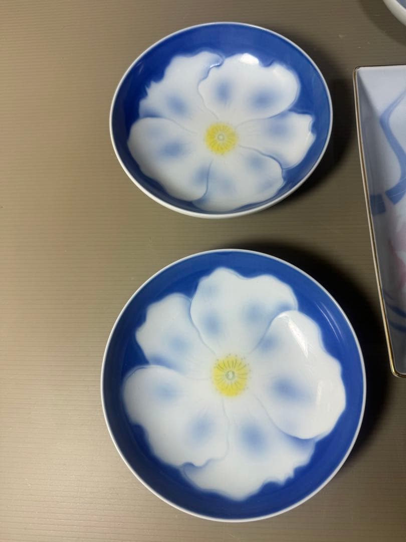 2520 深川製磁　スノーローズ皿5客　方皿1客