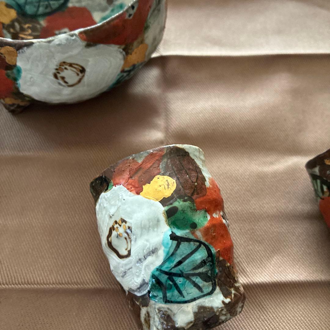 美濃焼芳洲窯花柄陶器酒器セット