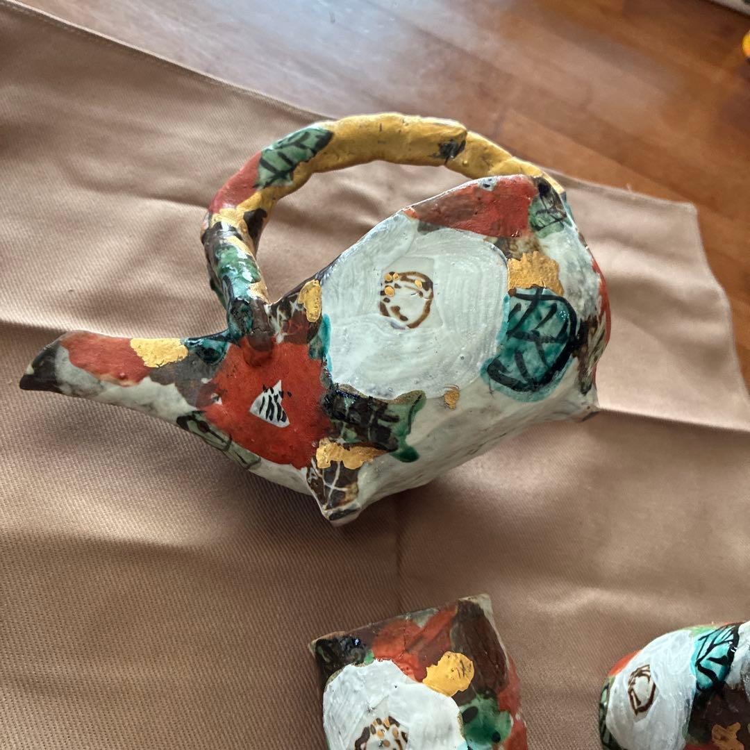 美濃焼芳洲窯花柄陶器酒器セット