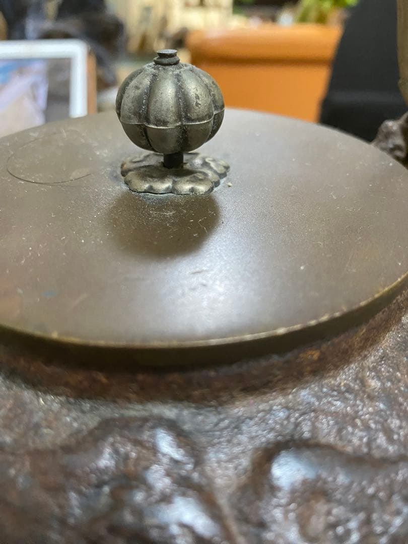 鉄瓶 亀文堂造 銀摘 銀象嵌 明治期