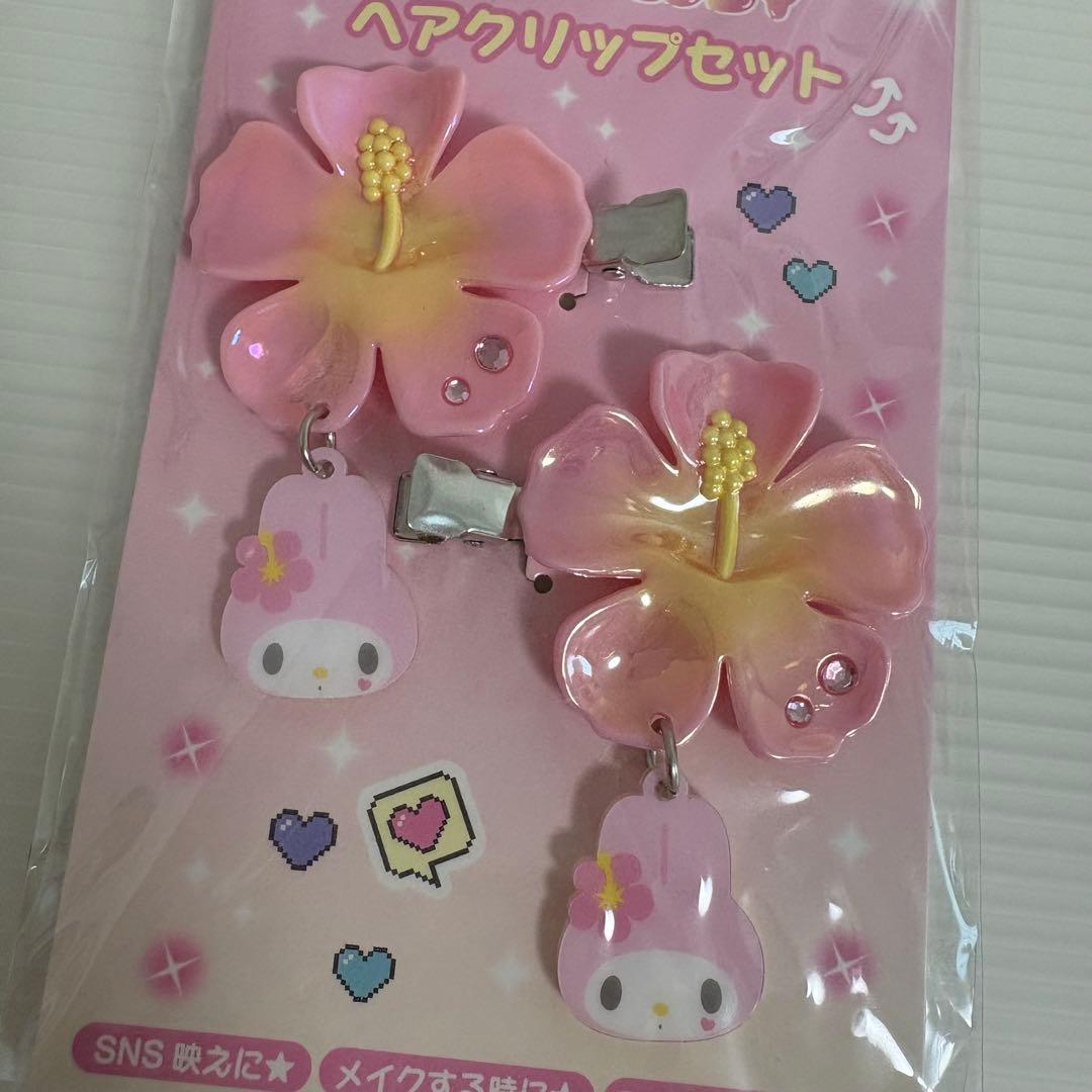 マイメロ クロミ 平成コギャル ヘアクリップ 前髪 ハイビスカス サンリオ