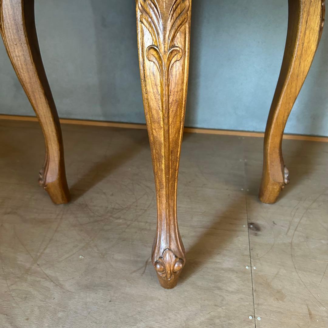 猫脚ラタンガラステーブル