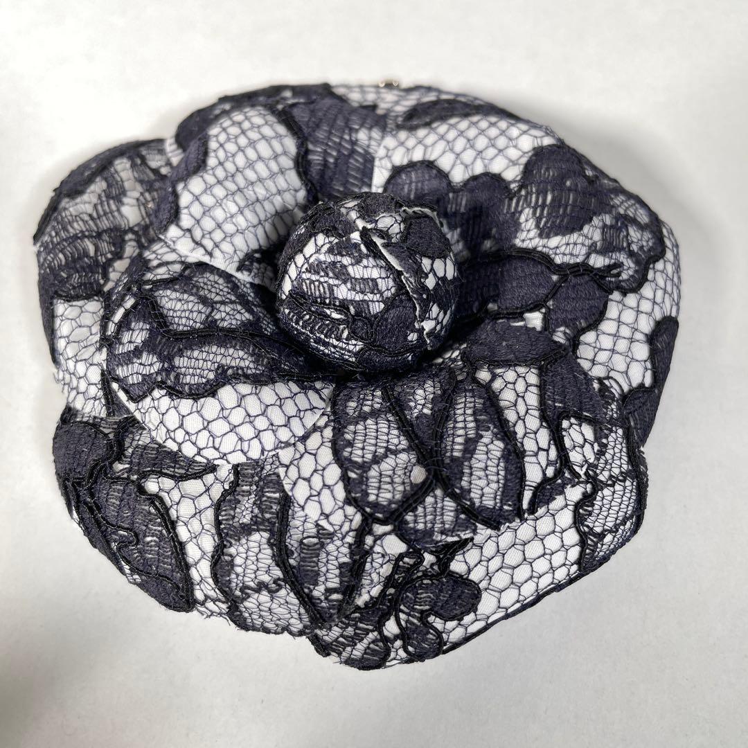 極美品✨シャネル 総レース カメリア ココマーク コサージュ ブローチ