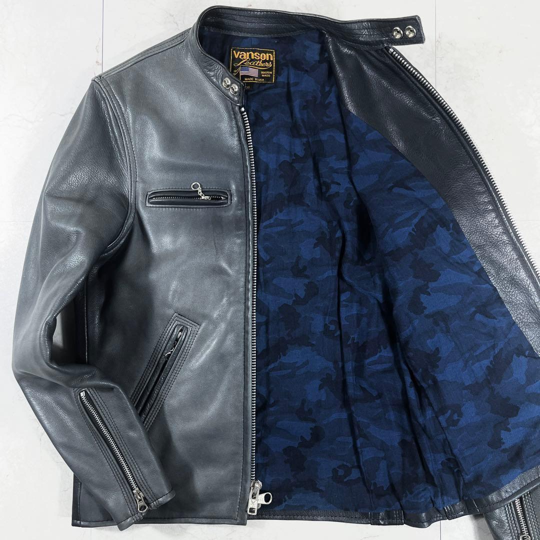 バンソン 日本別注モデル シングルライダース カモ 迷彩 希少カラー Wジップ