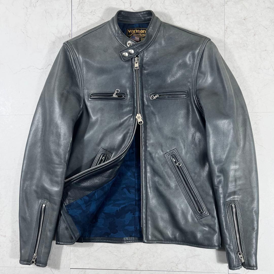 バンソン 日本別注モデル シングルライダース カモ 迷彩 希少カラー Wジップ