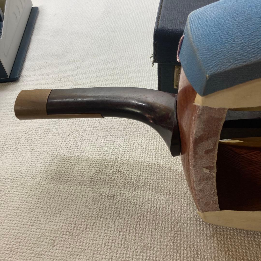 三味線 茶色 青 付属品あり　皮破れてます