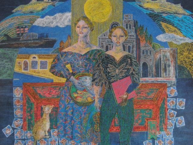 山本達郎、緑なす森、希少な画集より、新品高級額・額装付、状態良好